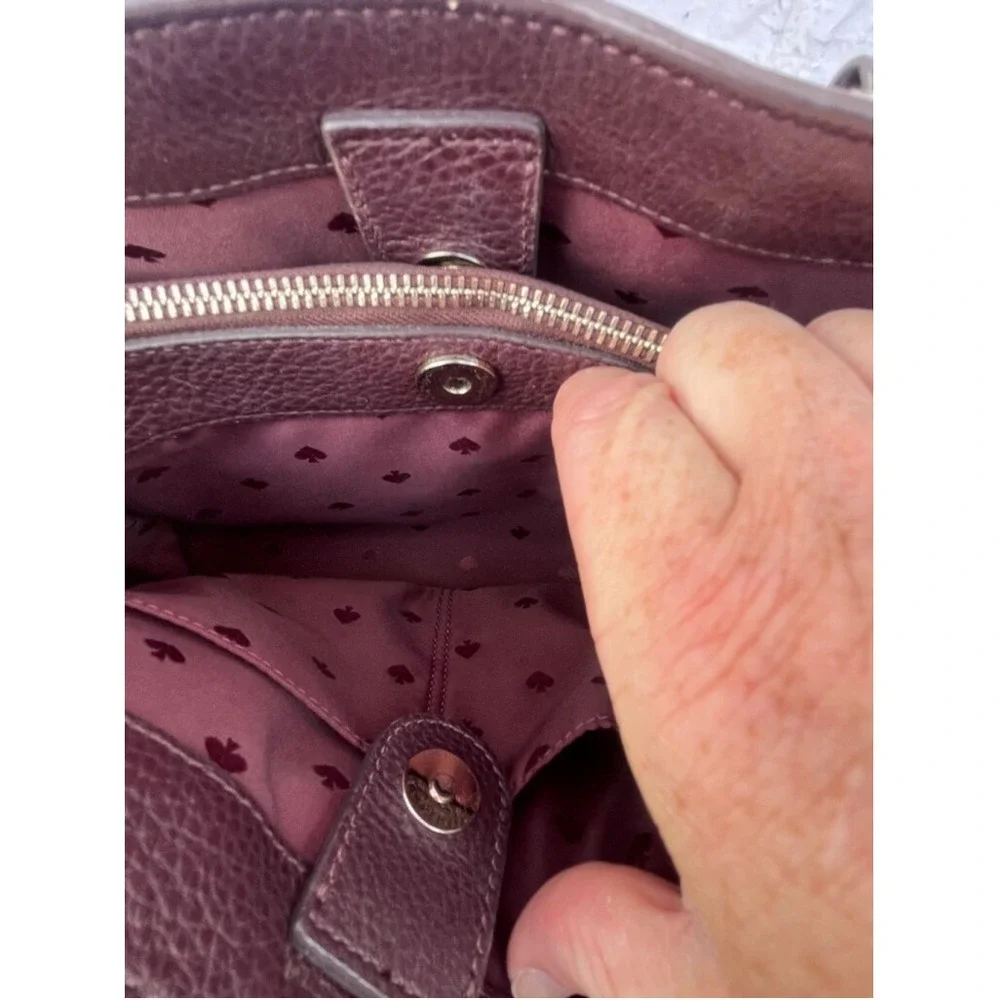 Kate Spade Burgundy Pebbled‎ Leather Top Handle Satchel Bag